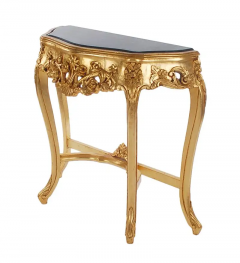 Hollywood Regency Baroque Style French Gold Marble Console Table Sofa Table - 2527899
