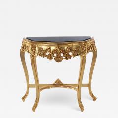 Hollywood Regency Baroque Style French Gold Marble Console Table Sofa Table - 2530297