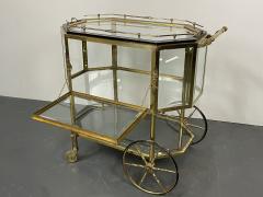 Hollywood Regency Beveled Glass Bronze and Brass Tea Wagon or Serving Cart - 2952212