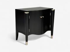 Hollywood Regency Black Lacquer Chrome Nightstands USA 1970s - 4282629