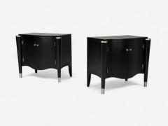 Hollywood Regency Black Lacquer Chrome Nightstands USA 1970s - 4282630