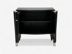 Hollywood Regency Black Lacquer Chrome Nightstands USA 1970s - 4282633