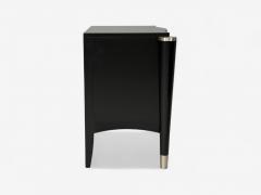 Hollywood Regency Black Lacquer Chrome Nightstands USA 1970s - 4282635