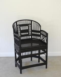 Hollywood Regency Black Lacquered Bamboo Side Chair - 2781057