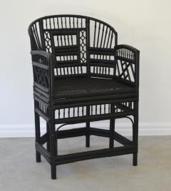 Hollywood Regency Black Lacquered Bamboo Side Chair - 2781059