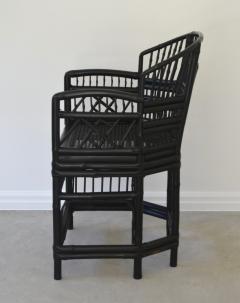 Hollywood Regency Black Lacquered Bamboo Side Chair - 2781061