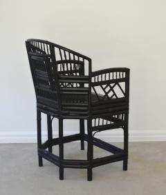 Hollywood Regency Black Lacquered Bamboo Side Chair - 2781062