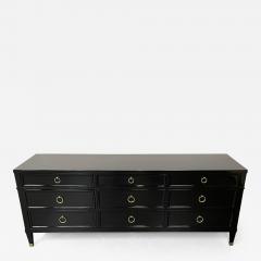 Hollywood Regency Black Lacquered Dresser Sideboard Bronze Baker Furniture - 2885753