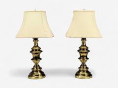 Hollywood Regency Brass Fabric Table Lamps USA 1970s - 4335200