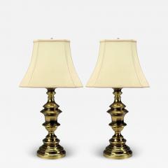 Hollywood Regency Brass Fabric Table Lamps USA 1970s - 4335303