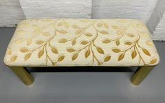Hollywood Regency Brass Upholstered Bench - 2496579