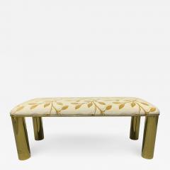 Hollywood Regency Brass Upholstered Bench - 2497812
