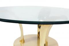 Hollywood Regency Brass and Glass Leaf Motif Cocktail Table Mid Century Modern - 2487880