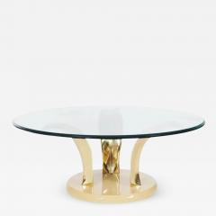 Hollywood Regency Brass and Glass Leaf Motif Cocktail Table Mid Century Modern - 2492803