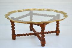 Hollywood Regency Brass and Glass Tray Top Coffee Cocktail Table - 3721335