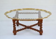 Hollywood Regency Brass and Glass Tray Top Coffee Cocktail Table - 3721336