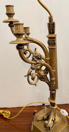Hollywood Regency Candelabra Lamps W Trumpet Playing Putti Paris Foundry - 1942596