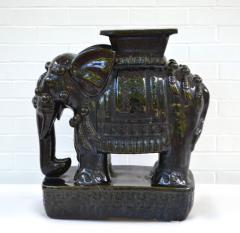 Hollywood Regency Ceramic Elephant Form Side Table Stool - 3647841