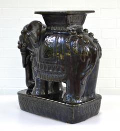 Hollywood Regency Ceramic Elephant Form Side Table Stool - 3647843