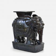 Hollywood Regency Ceramic Elephant Form Side Table Stool - 3679583