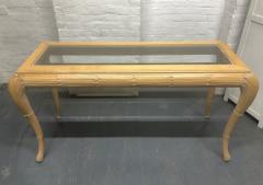 Hollywood Regency Cerused Console w Beveled Glass Top - 1840076