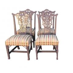 Hollywood Regency Chinese Chippendale Style Purple Pastel Dining Chairs - 1654527