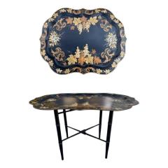 Hollywood Regency Chinoiserie Tole Tray Cocktail Table - 4254753