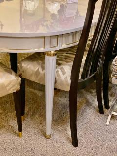 Hollywood Regency Dining Table in Gray Lacquered Bronze Mounted Finish - 1282048