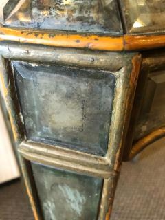 Hollywood Regency Distressed Beveled Mirror Single Draw End Side Table or Desk - 2975683
