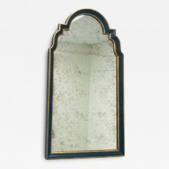 Hollywood Regency Ebony Black and Gold Antiqued Glass Wall or Mantel Mirror - 2895829