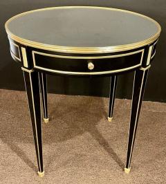 Hollywood Regency Ebony Bouillote or End Tables Manner Jansen Mirror Tops Pair - 2933380