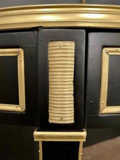 Hollywood Regency Ebony Bouillote or End Tables Manner Jansen Mirror Tops Pair - 4470157