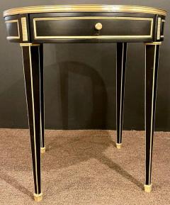 Hollywood Regency Ebony Bouillote or End Tables Manner Jansen Mirror Tops Pair - 4470159