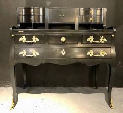 Hollywood Regency Ebony Ladies Desk Louis XV Style Stamped Jansen - 2972531