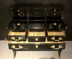 Hollywood Regency Ebony Ladies Desk Louis XV Style Stamped Jansen - 2972535
