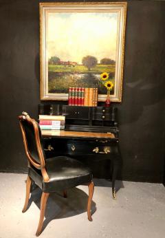 Hollywood Regency Ebony Ladies Desk Louis XV Style Stamped Jansen - 2972537