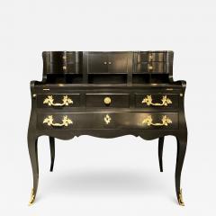 Hollywood Regency Ebony Ladies Desk Louis XV Style Stamped Jansen - 2974508