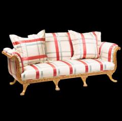 Hollywood Regency Eccentric Giltwood Carved Sofa Settee Satin - 2808661