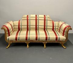 Hollywood Regency Eccentric Giltwood Carved Sofa Settee Satin - 2808664