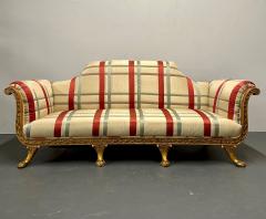 Hollywood Regency Eccentric Giltwood Carved Sofa Settee Satin - 2808665