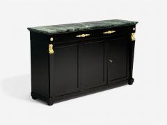 Hollywood Regency Empire Style Satin Black Wood Bronze Credenza 1940s - 4093479