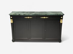 Hollywood Regency Empire Style Satin Black Wood Bronze Credenza 1940s - 4093481