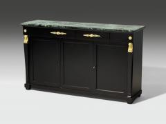Hollywood Regency Empire Style Satin Black Wood Bronze Credenza 1940s - 4093482