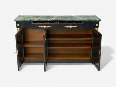 Hollywood Regency Empire Style Satin Black Wood Bronze Credenza 1940s - 4093484