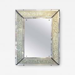 Hollywood Regency Etched Frosted Glass Framed Bevelled Wall or Console Mirror - 1298425