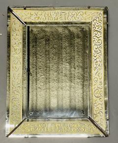 Hollywood Regency Etched Frosted Glass Framed Bevelled Wall or Console Mirror - 3014534