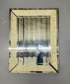 Hollywood Regency Etched Frosted Glass Framed Bevelled Wall or Console Mirror - 3014536