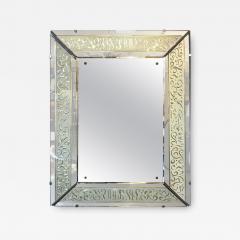 Hollywood Regency Etched Frosted Glass Framed Bevelled Wall or Console Mirror - 3018404