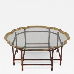 Hollywood Regency Faux Bamboo Brass Tray Circular or Round Cocktail - 2711607