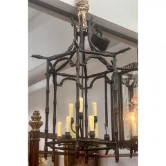 Hollywood Regency Faux Bamboo Metal Chandelier - 3670693